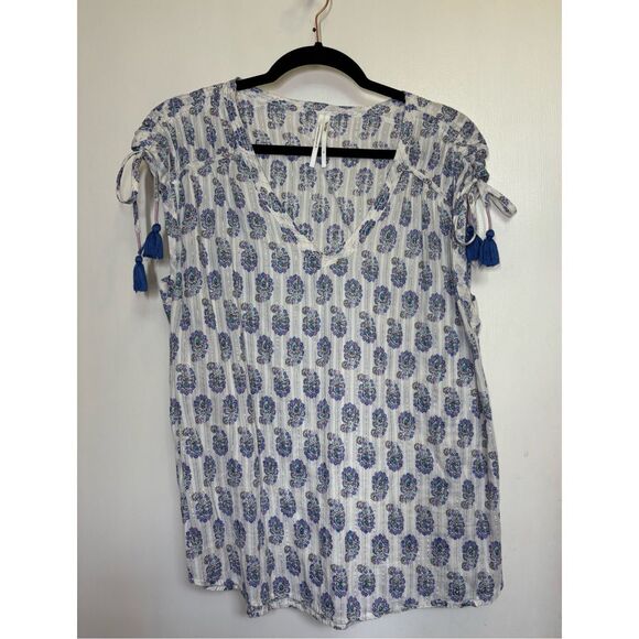 Anthropologie Blue and White Patterned Blouse - Picture 3 of 12